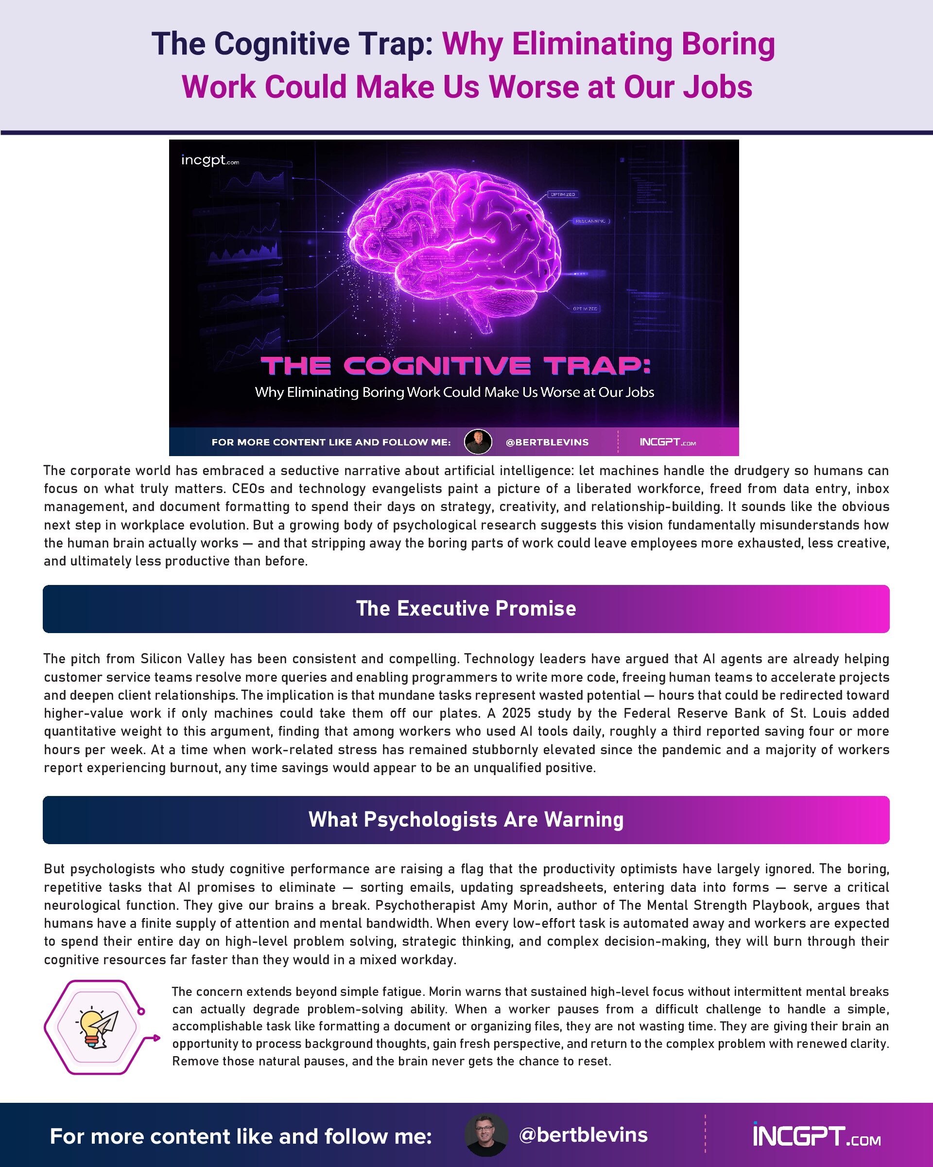 The Cognitive Trap Why Eliminating Boring Work Could Make Us Worse at Our Jobs