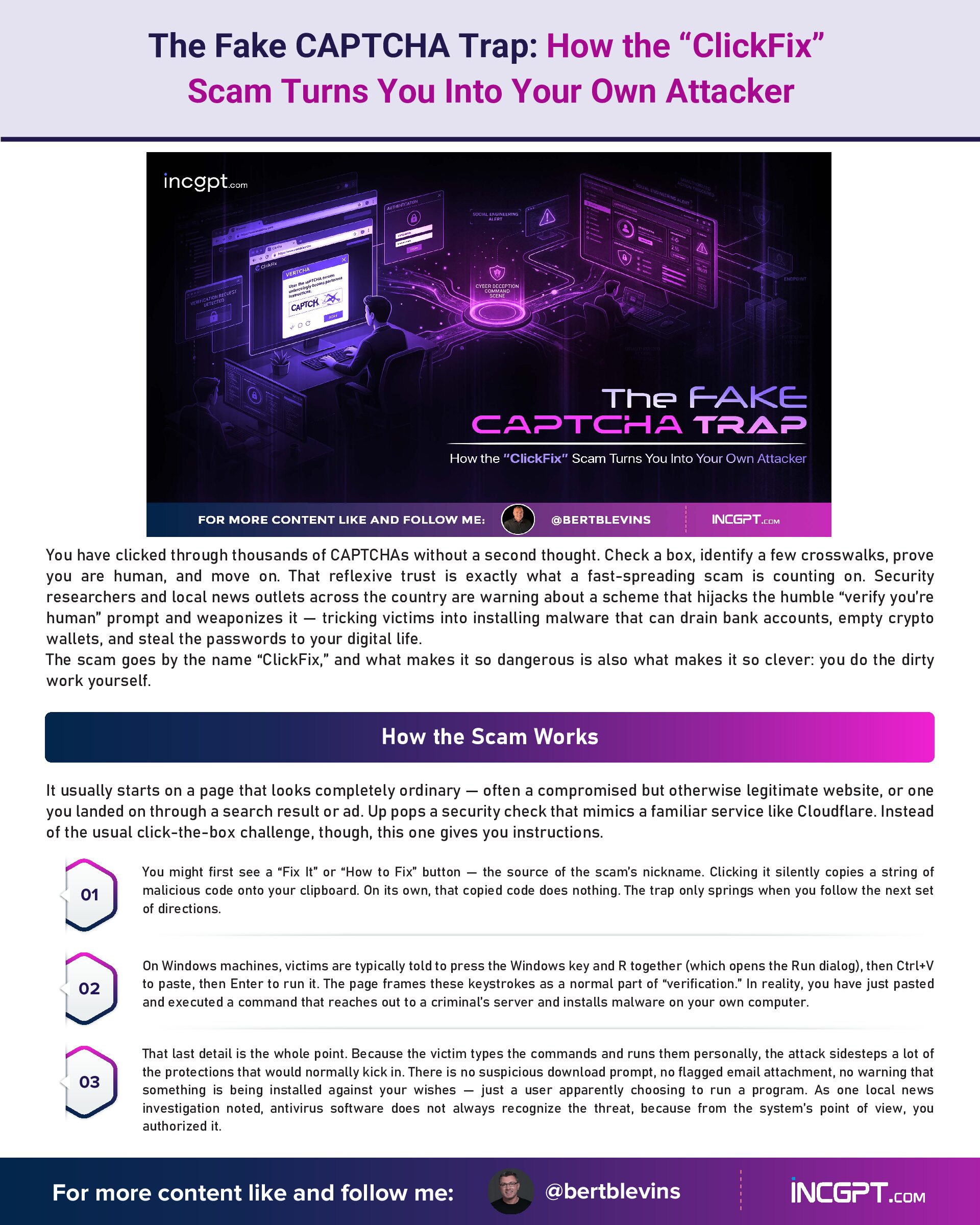 The Fake CAPTCHA Trap – How the “ClickFix” Scam Turns You Into Your Own Attacker
