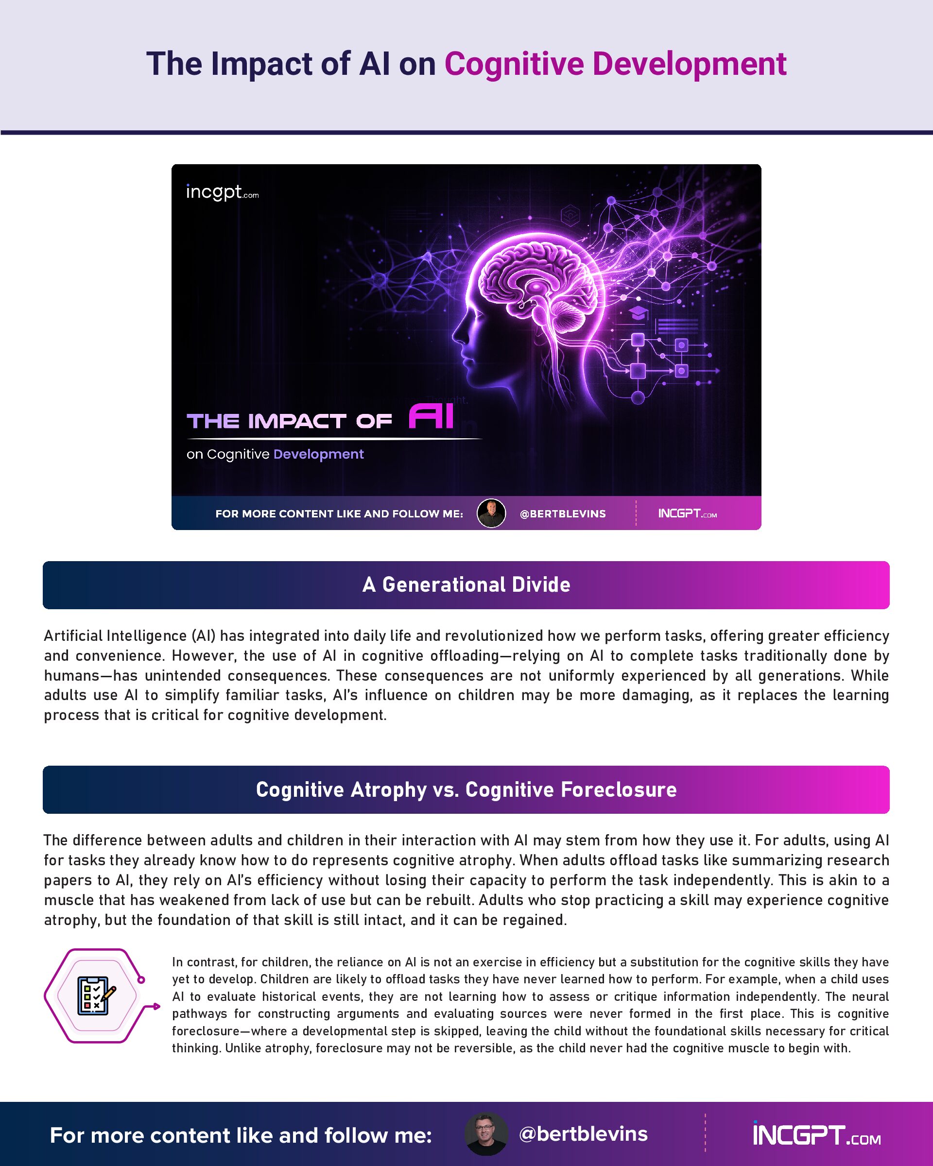 The Impact of AI on Cognitive Development