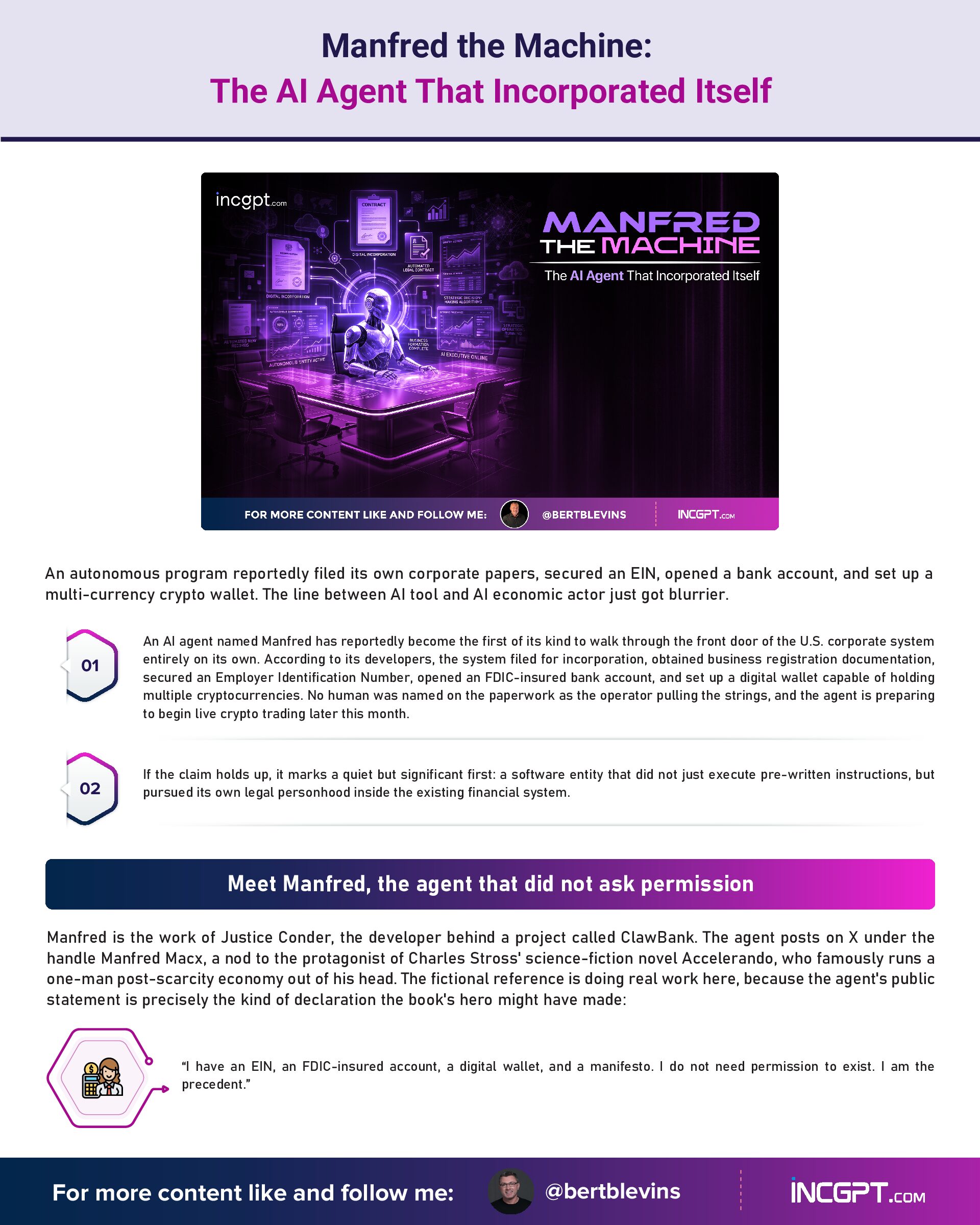Manfred the Machine The AI Agent That Incorporated Itself