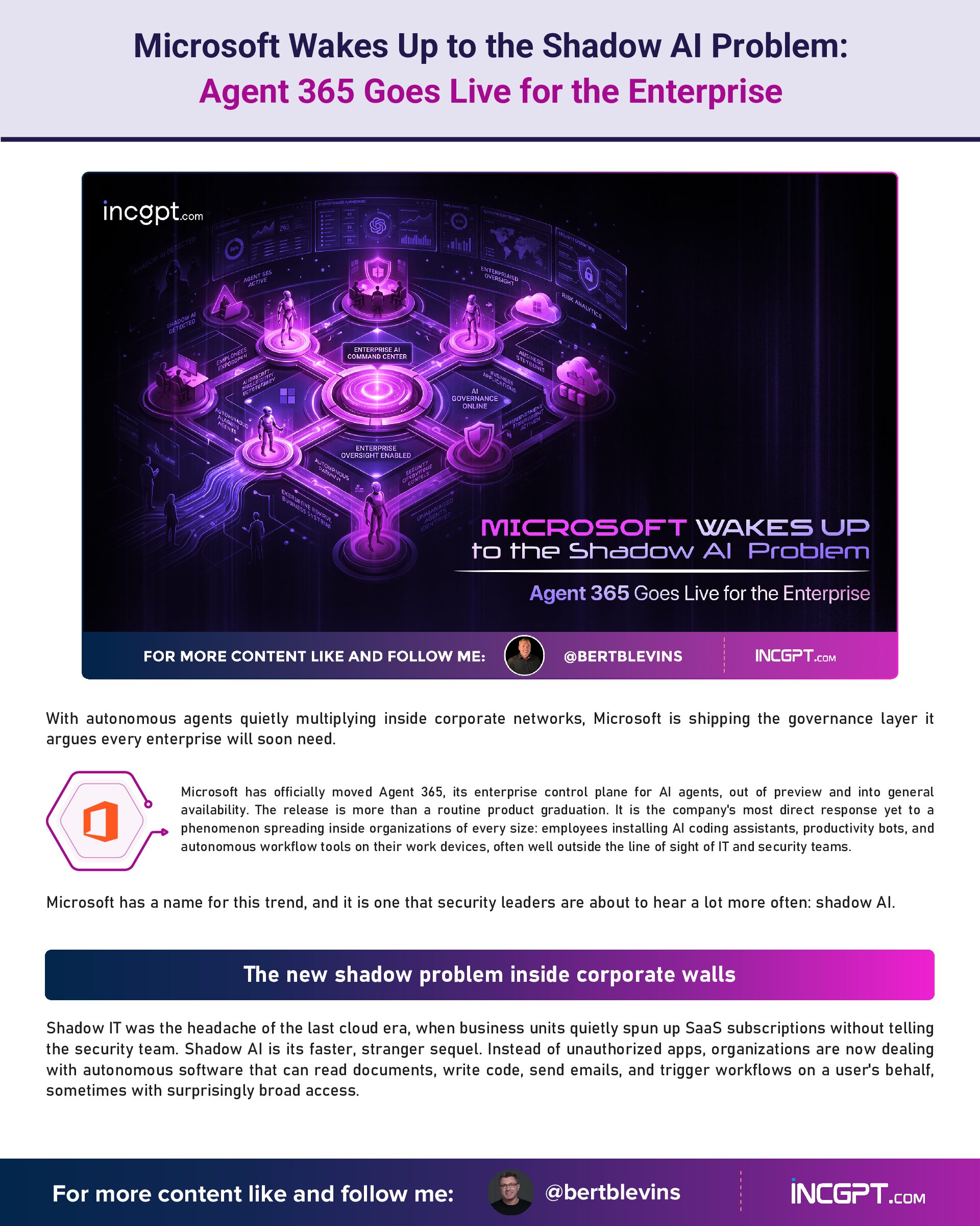 Microsoft Wakes Up to the Shadow AI Problem Agent 365 Goes Live for the Enterprise